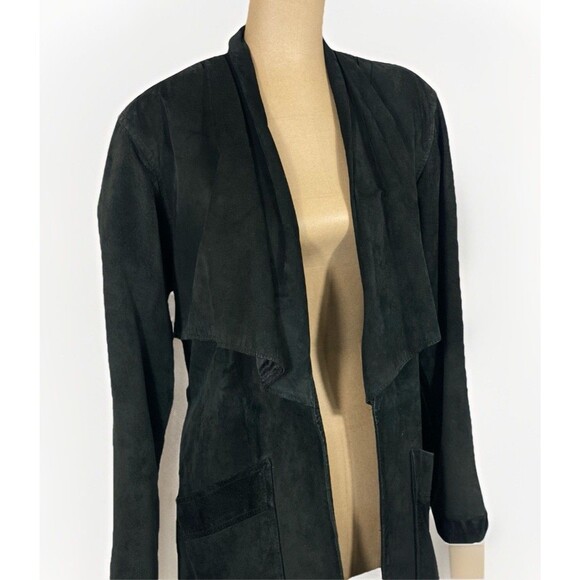 Vintage 80s Danier Black 100% Suede Wrap Jacket Boho Women’s Size XS Made In CA - Picture 2 of 9
